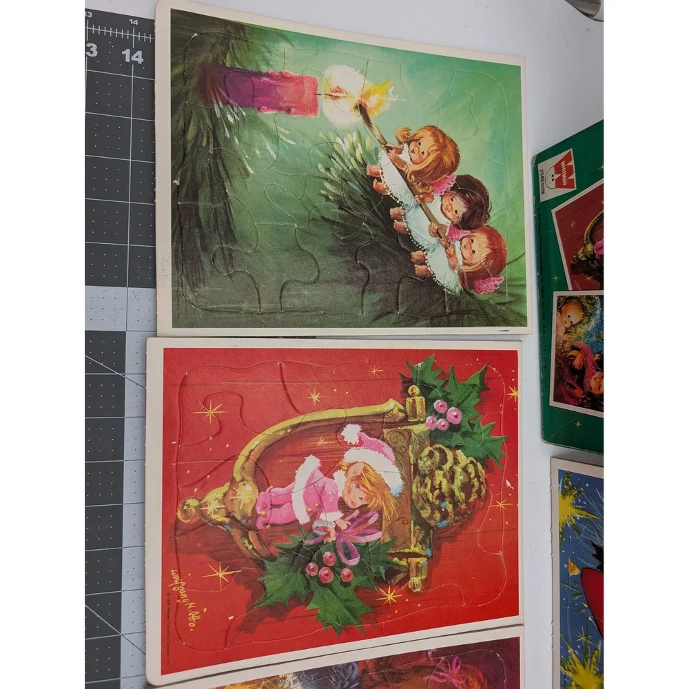 Whitman Christmas Time Frame Tray Puzzles Vintage 1969 Wolfgang M Otto Lot